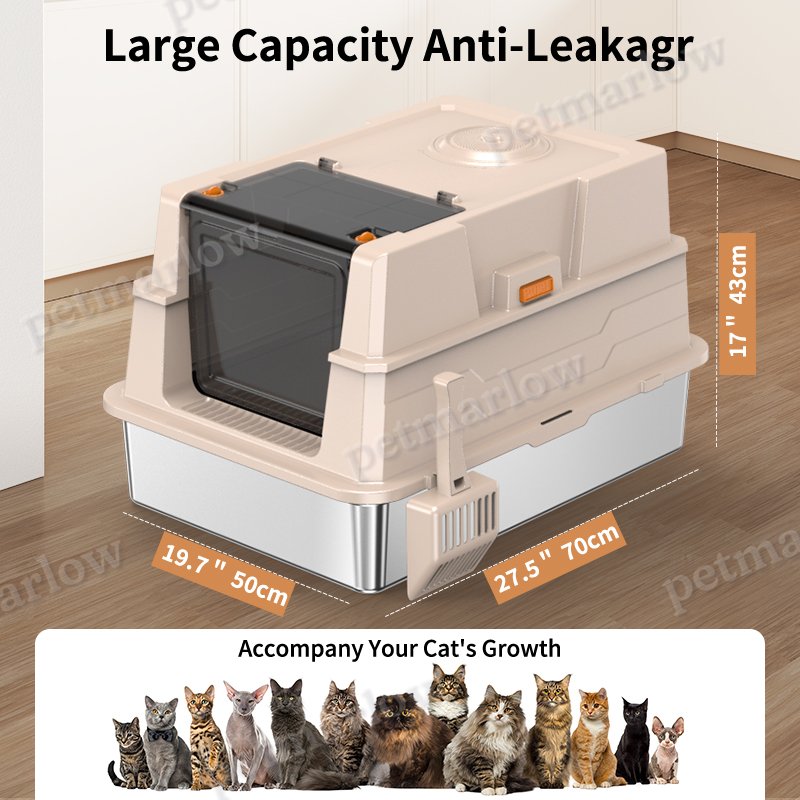 Stainless Steel Cat Litter Box with High-Sided Design – view 6