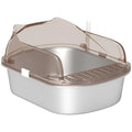 Stainless Steel Cat Litter Box with High Sides and Easy Cleaning – Charcoal Grey