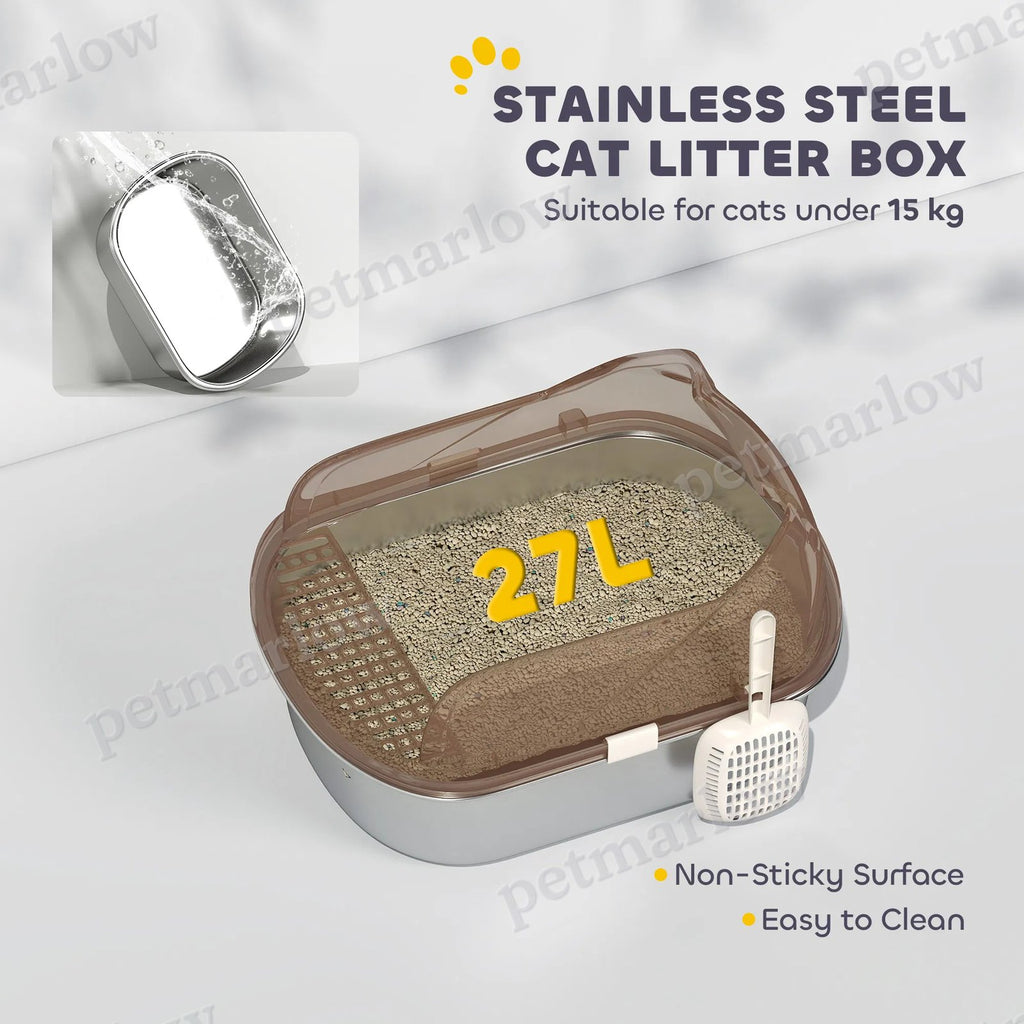 Stainless Steel Cat Litter Box with High Sides and Easy Cleaning – view 6