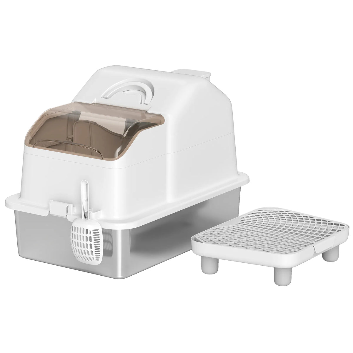 Stainless Steel Cat Litter Box with High Sides and Scoop