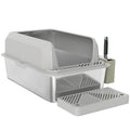 Stainless Steel Cat Litter Box with High Sides and Scoop – Light Gray / 650x210x450 mm