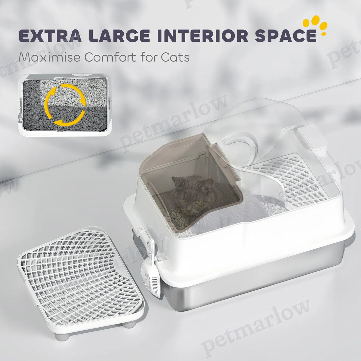 Stainless Steel Cat Litter Box with High Sides and Scoop – view 5