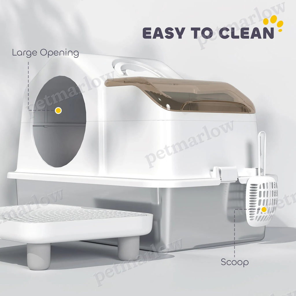 Stainless Steel Cat Litter Box with High Sides and Scoop – view 6