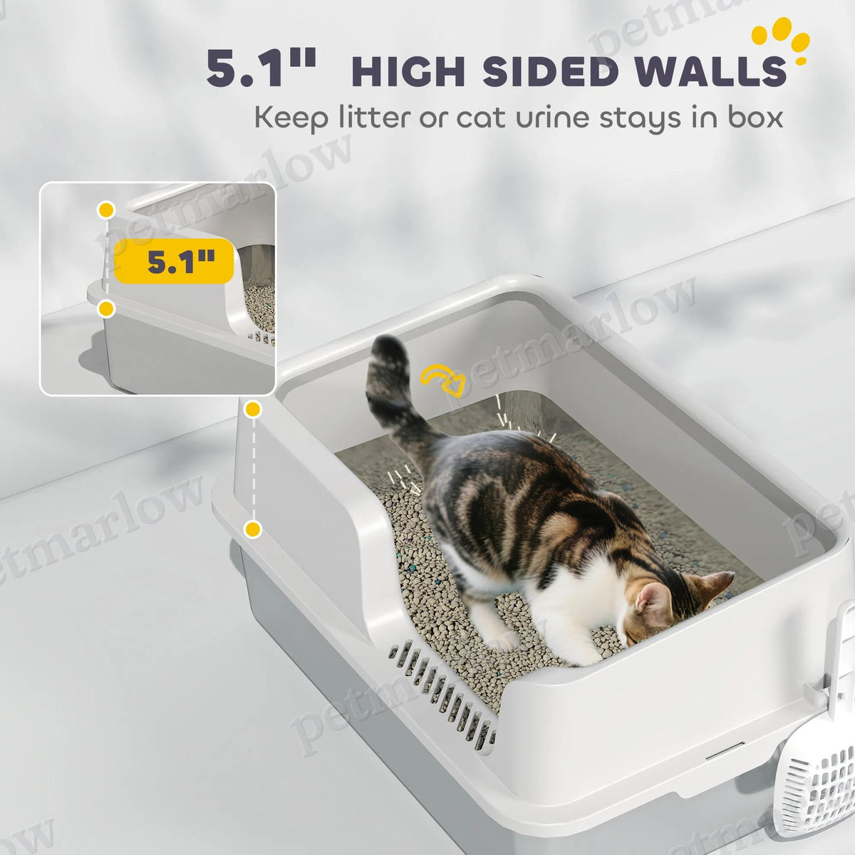 Stainless Steel Cat Litter Box with High Sides for Easy Cleaning – view 4