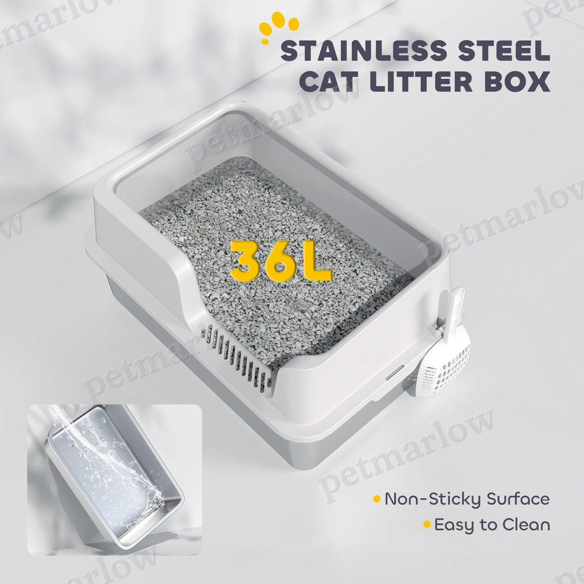 Stainless Steel Cat Litter Box with High Sides for Easy Cleaning – view 6