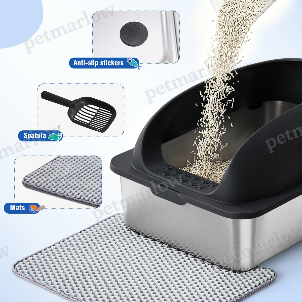 Stainless Steel Cat Litter Box With Lid For Large Cats – view 5