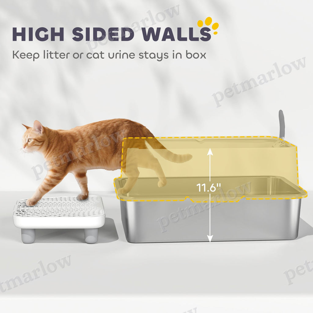 Stainless Steel Cat Litter Box with Litter Scoop – view 6