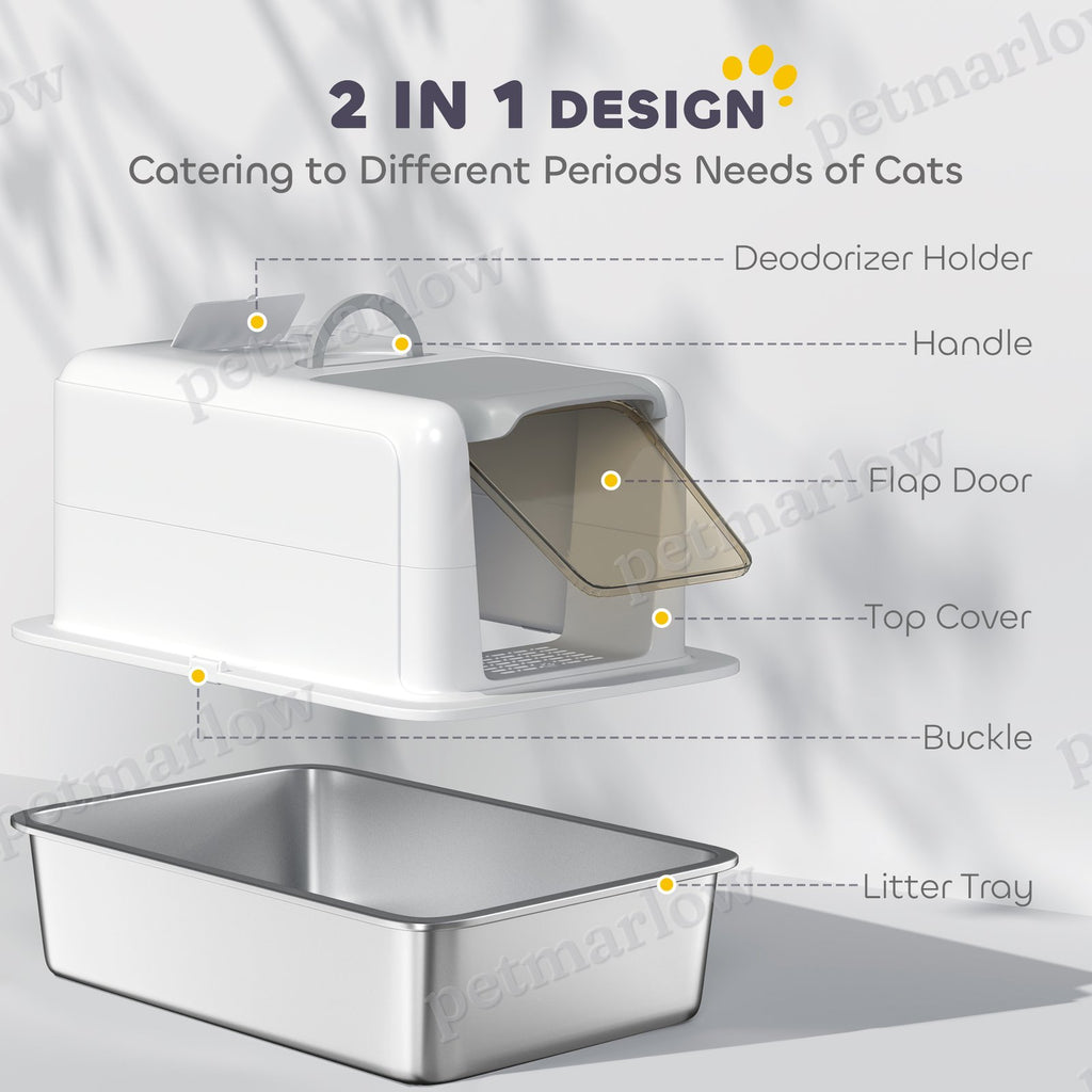 Stainless Steel Cat Litter Box with Removable Lid and Scoop – view 3
