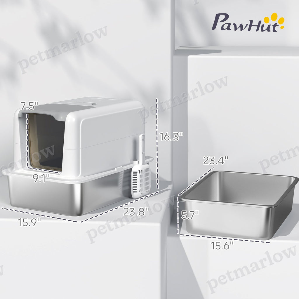 Stainless Steel Cat Litter Box with Removable Lid and Scoop – view 5