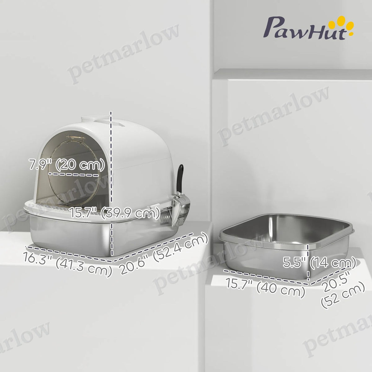 Stainless Steel Cat Litter Box with Scoop and Deodorizer – view 4