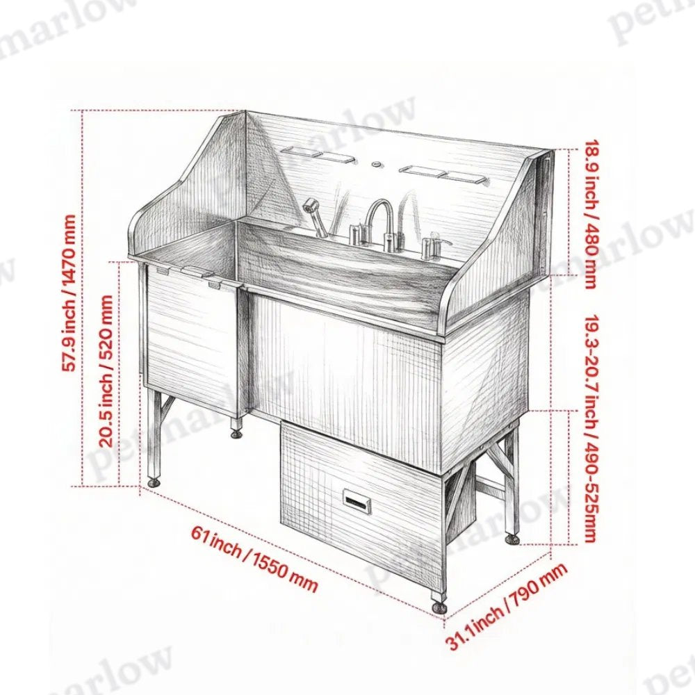 Stainless Steel Dog Washing Station – view 4