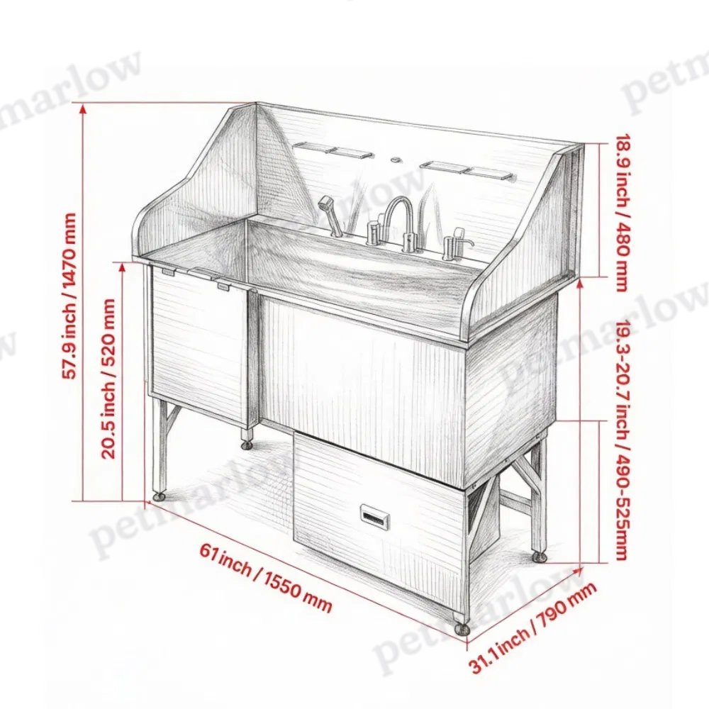 Stainless Steel Dog Washing Station for Convenient Grooming – view 4