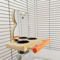 Stainless Steel Parrot Puzzle Bird Toy With Grinding Claw Stand And Mirror – Wood color
