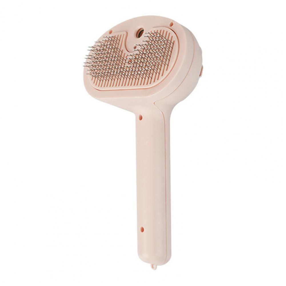 Steamy Cat Brush Non-slip Handle Cat Bath Brush Steel Needle Comb – Pink