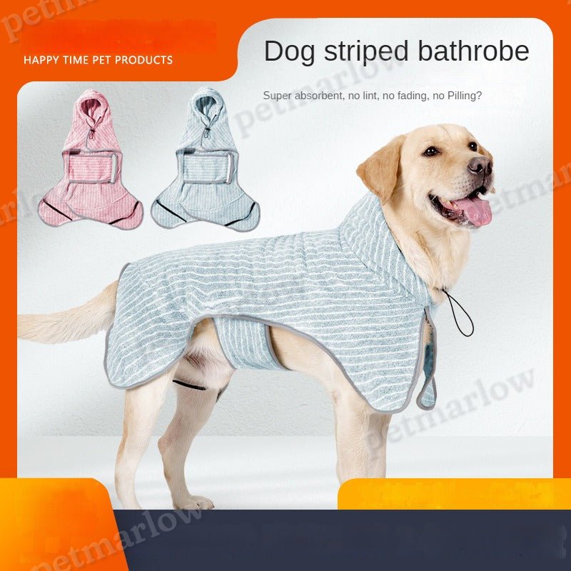 Striped Dog Wearable Bathrobe Comfortable, Quick-Drying Dog Rob – view 4