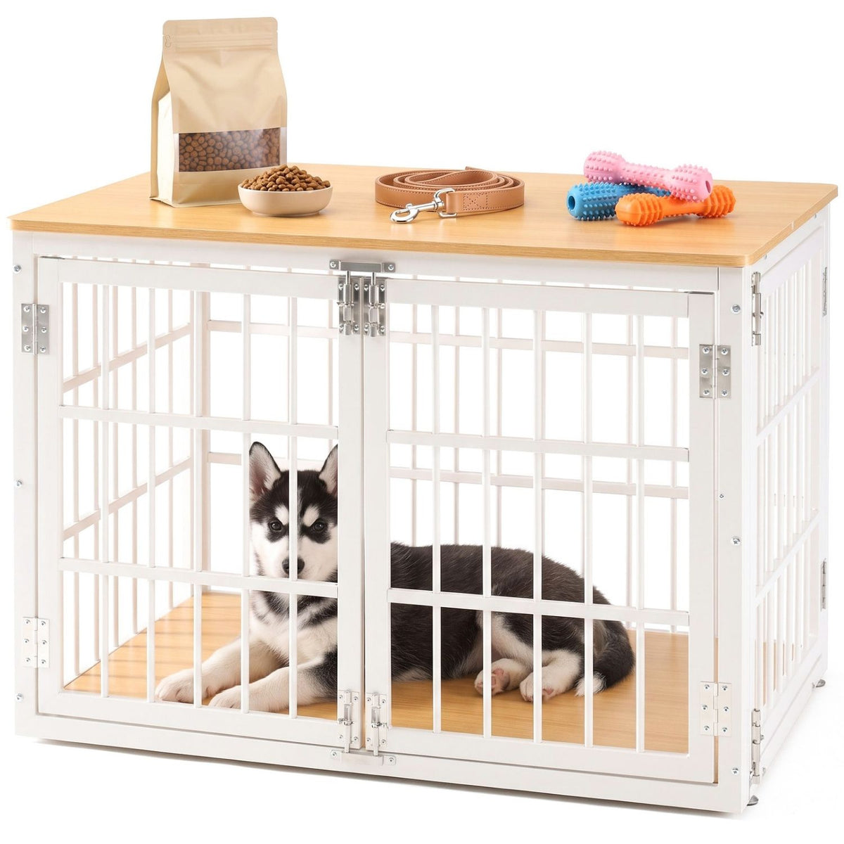 Heavy Duty Dog Crate Furniture for Large Dogs – Natural 38IN