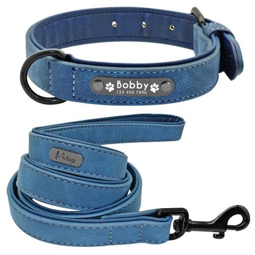 Stylish Custom Collar and Leash Set – Blue Leash & Collar Set / S