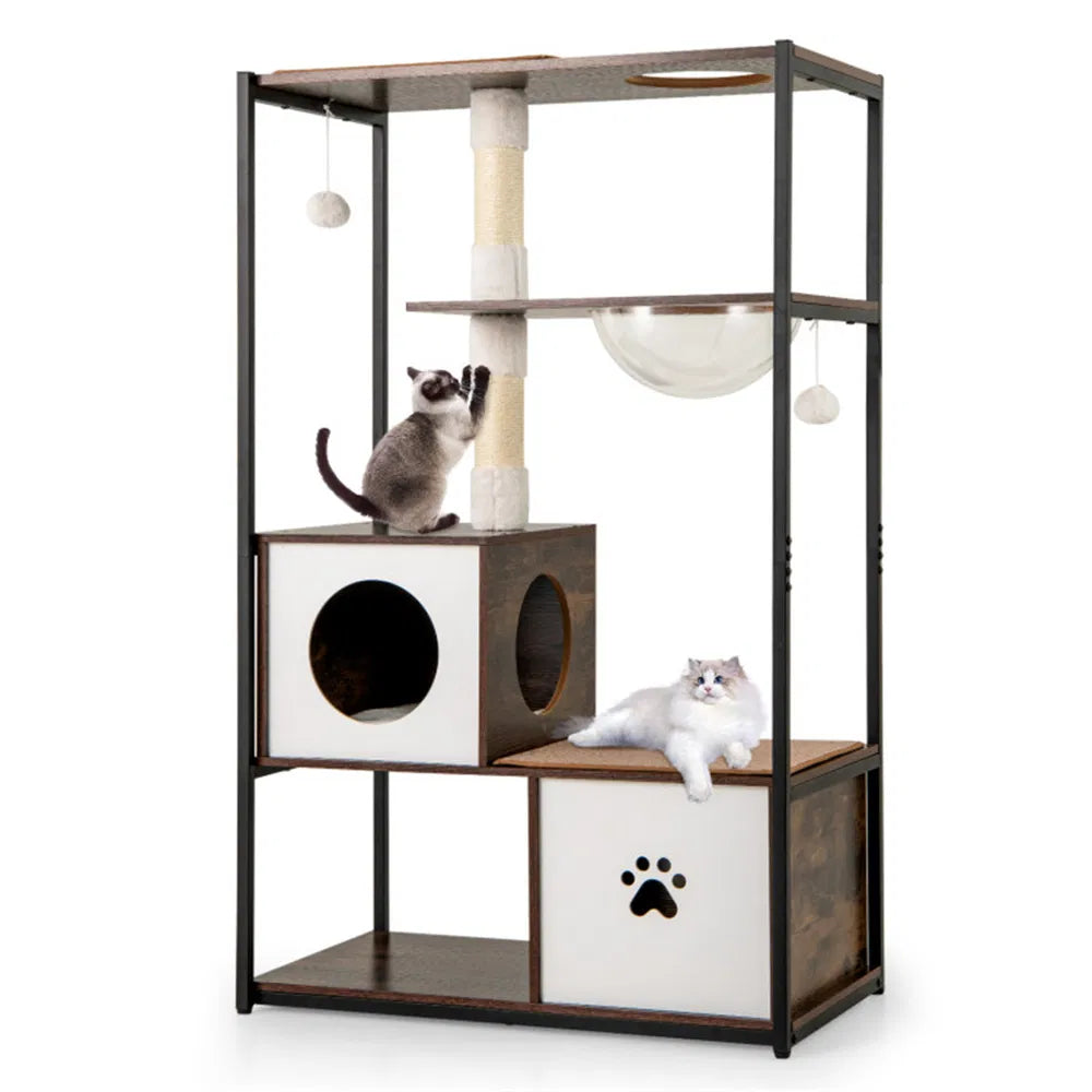 Stylish Wood-Metal Cat Tree with Multiple Resting Areas – view 2