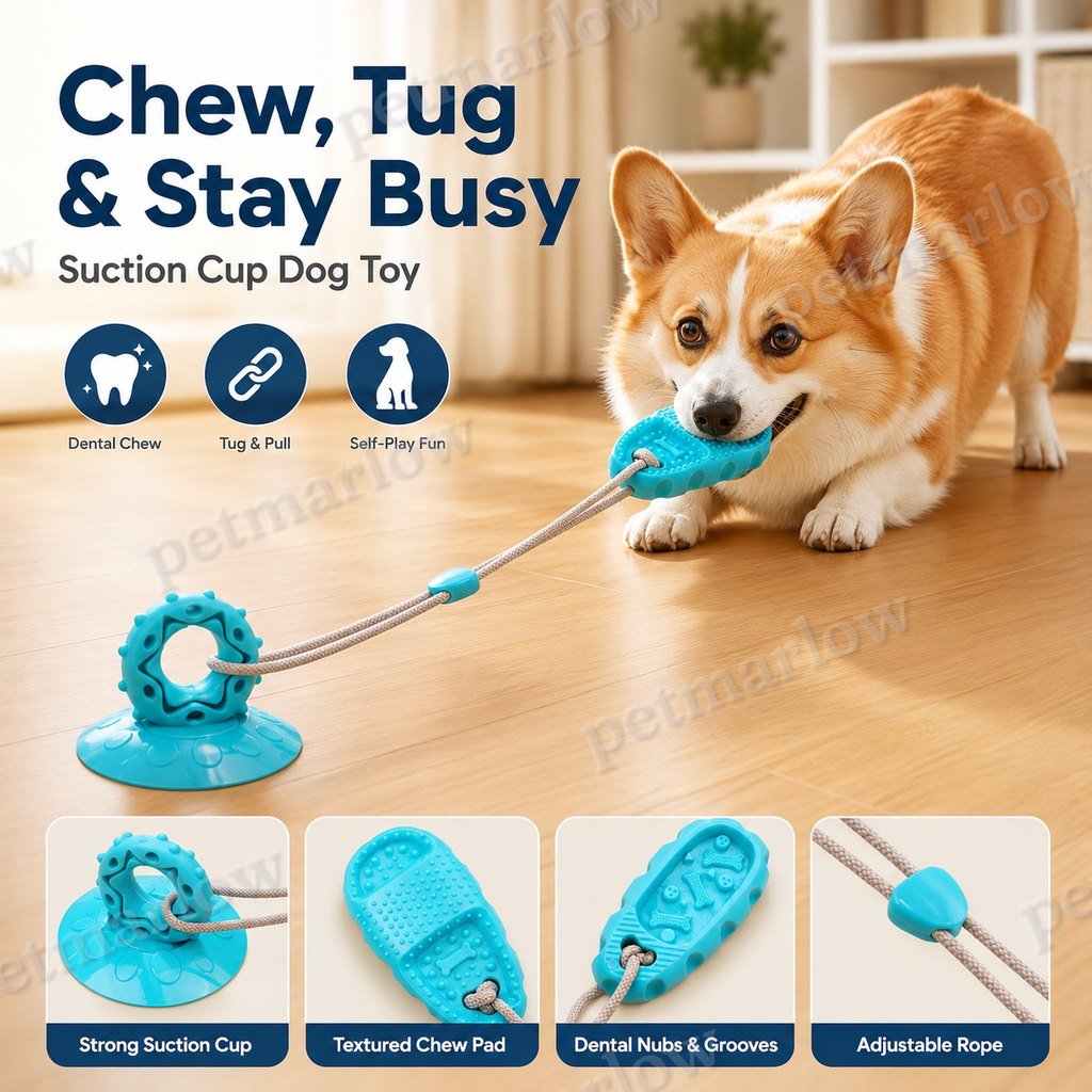 Suction Cup Dog Chew & Tug Toy (Textured Dental Nubs) – view 5