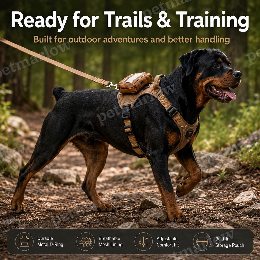 Tactical Breathable Reflective Dog Harness (Top Handle & Storage Pouch) – view 4
