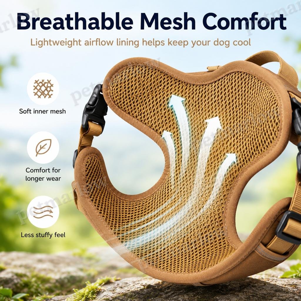 Tactical Breathable Reflective Dog Harness (Top Handle & Storage Pouch) – view 5