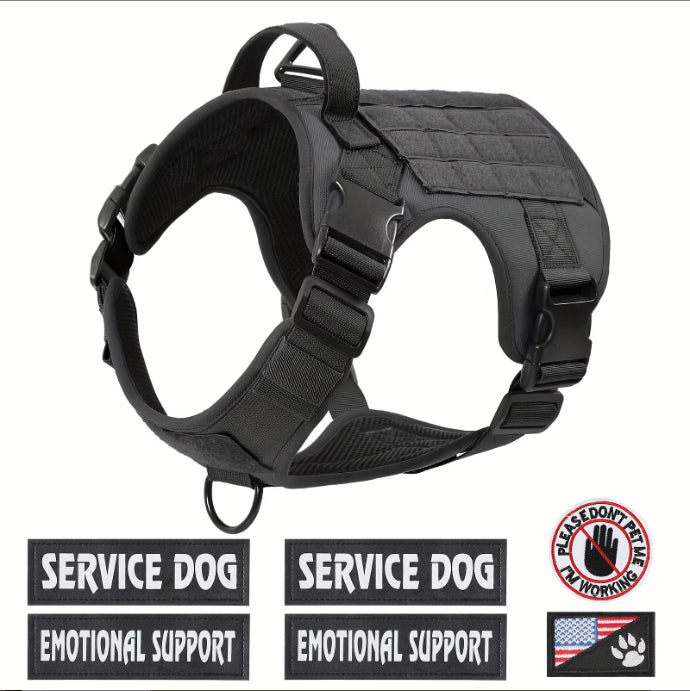 Tactical Service Dog Harness Vest for Large Dogs