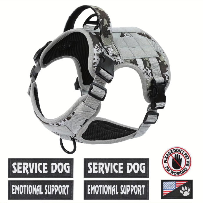 Tactical Service Dog Harness Vest for Large Dogs