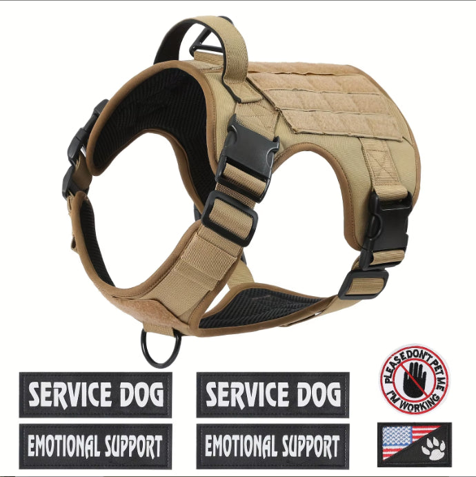 Tactical Service Dog Harness Vest for Large Dogs