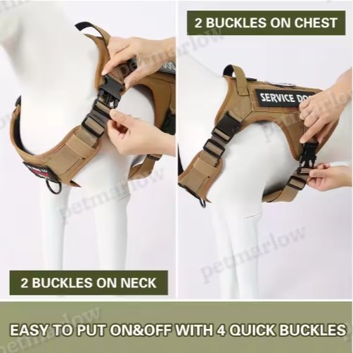 Tactical Service Dog Harness Vest for Large Dogs