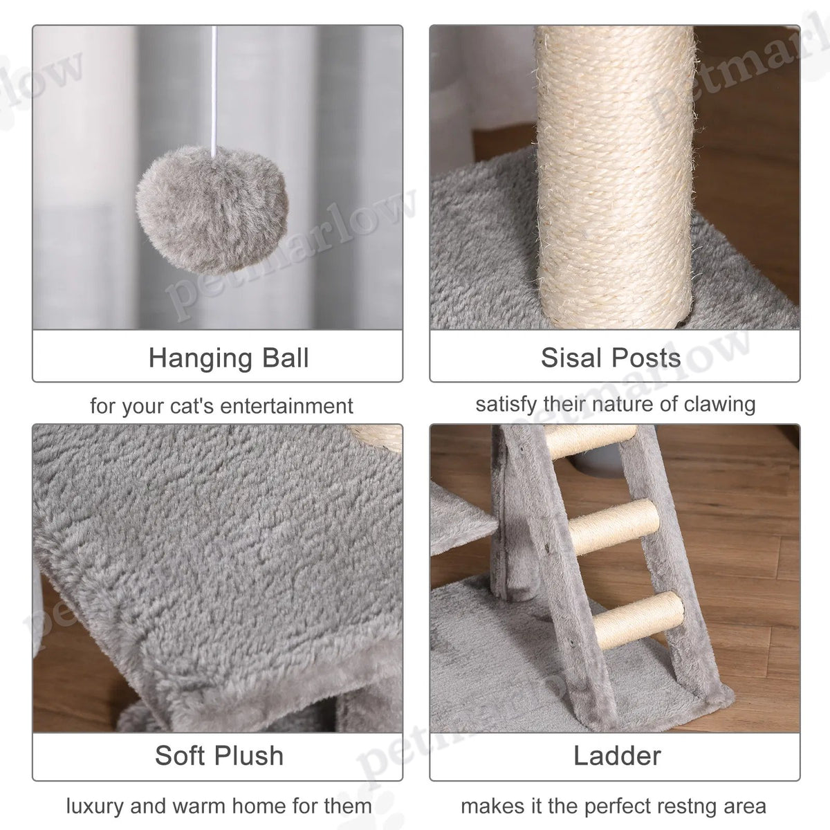 Tall Cat Tree Tower with Condo and Scratching Posts – view 4