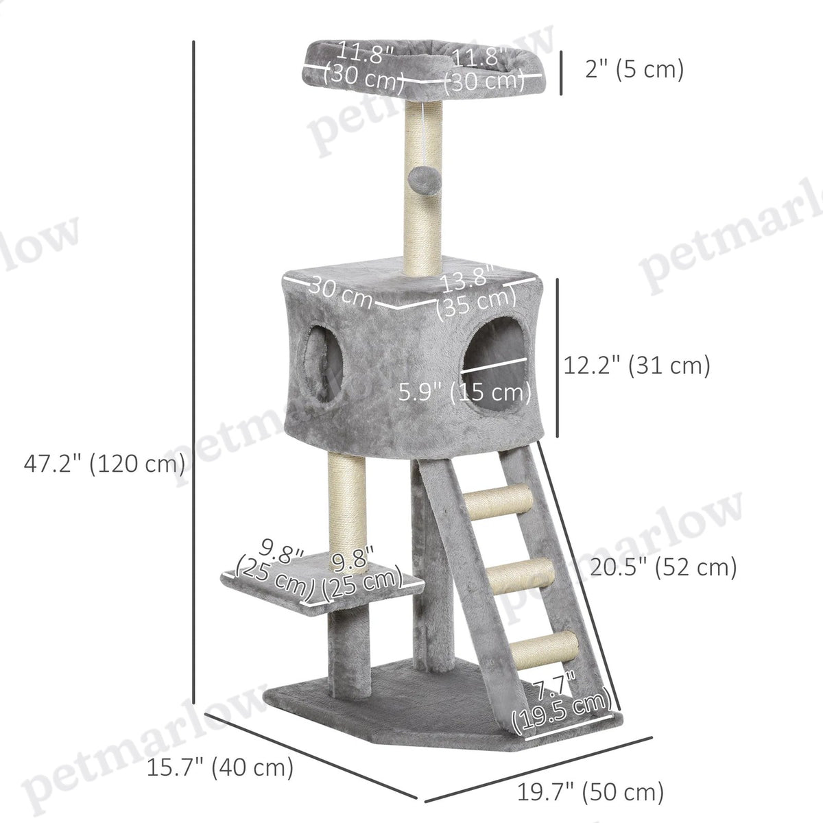 Tall Cat Tree Tower with Condo and Scratching Posts – view 5