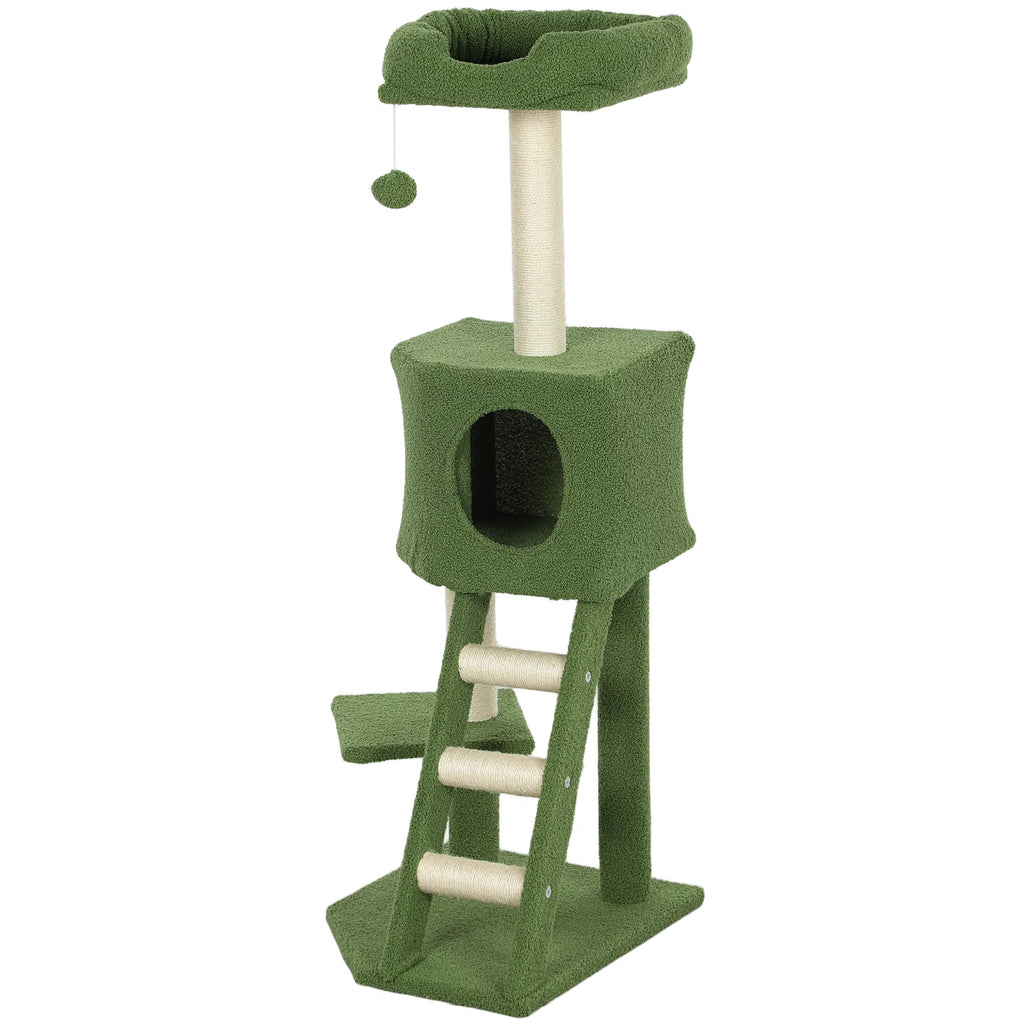 Tall Cat Tree Tower with Condo, Ladder and Scratching Posts