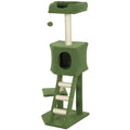 Tall Cat Tree Tower with Condo, Ladder and Scratching Posts – Green