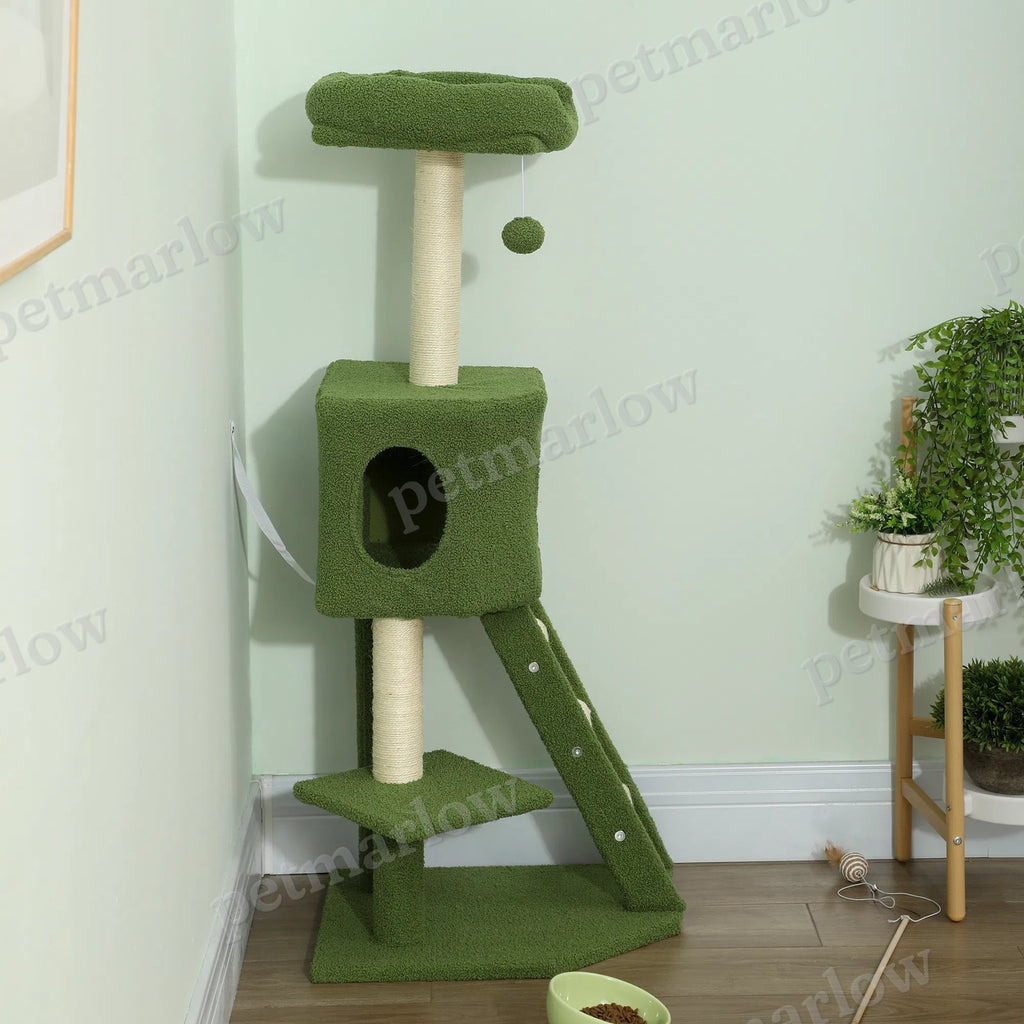 Tall Cat Tree Tower with Condo, Ladder and Scratching Posts – view 3