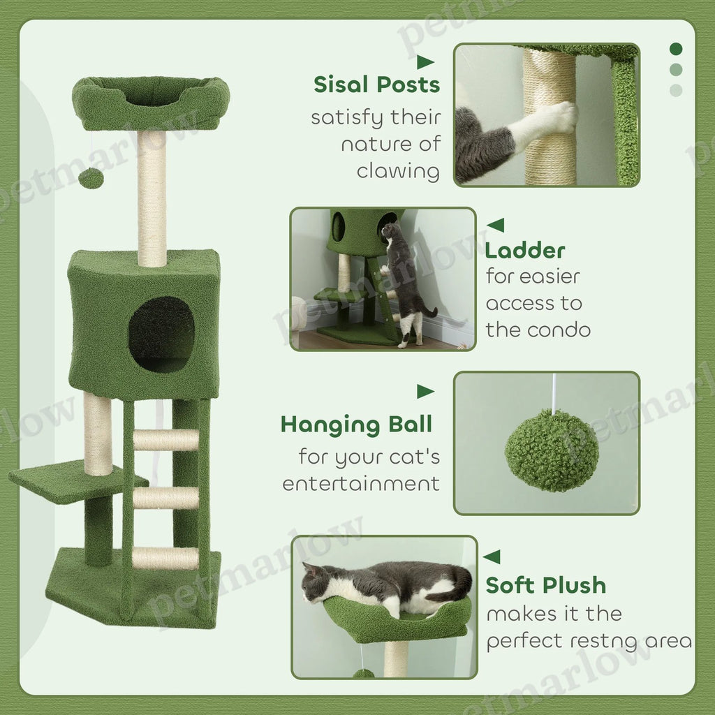 Tall Cat Tree Tower with Condo, Ladder and Scratching Posts – view 5