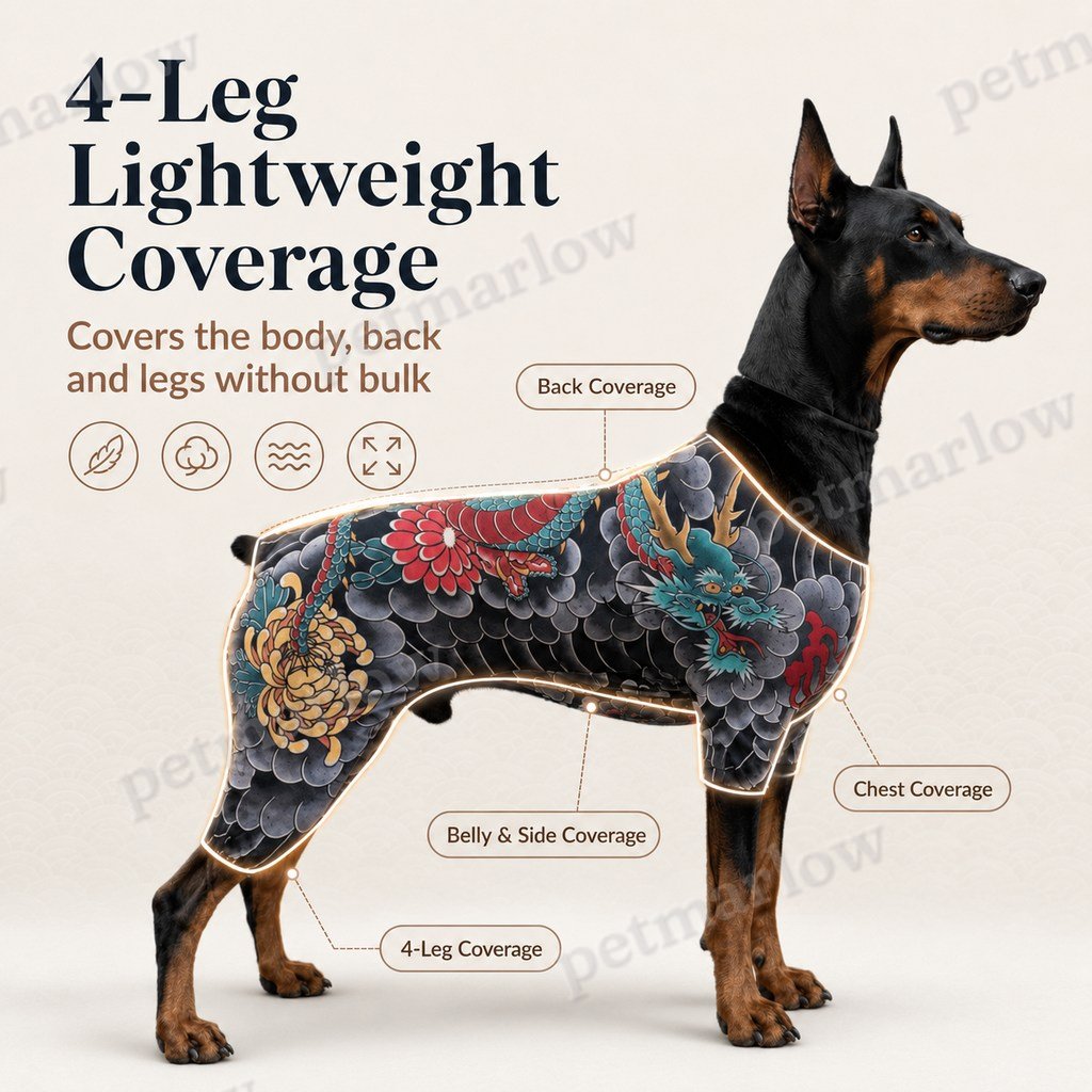 Tattoo-Print Soft Stretch Pet Bodysuit (Open Tail) – view 5
