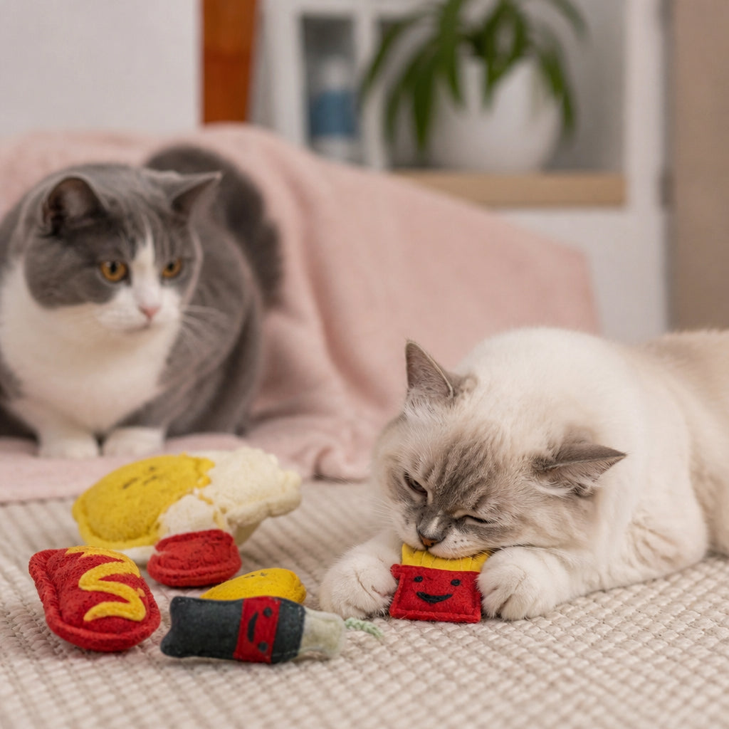 Teeth-Cleaning Catnip Chew Toys – Natural Loofah Dental Care & Play Set