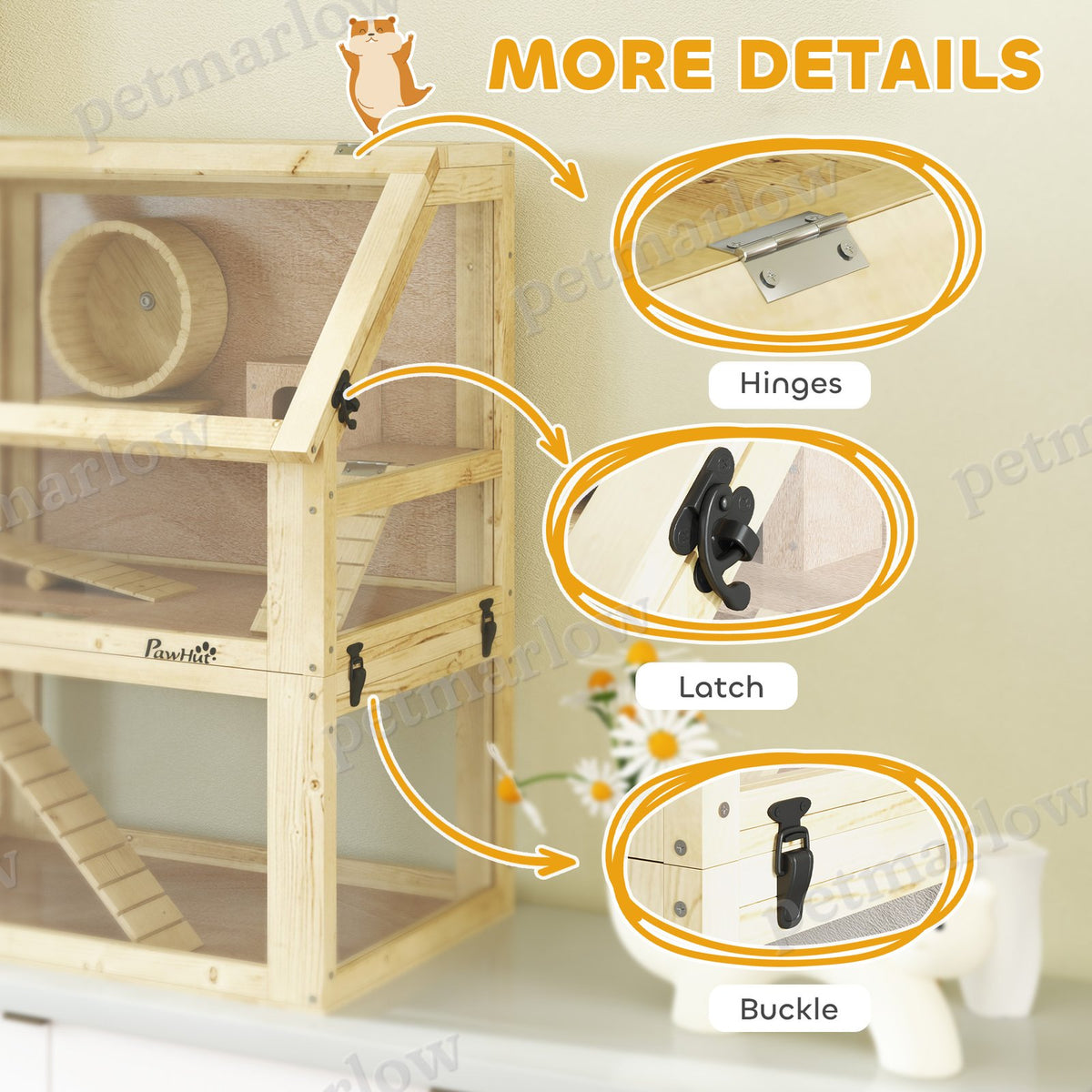 Three-Tier Wooden Hamster Cage with Accessories – view 6