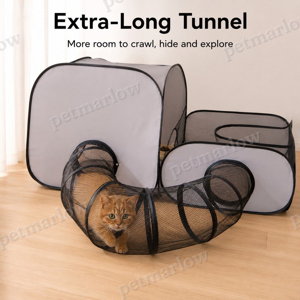 Three-Zone Breathable Mesh Cat Playpen (With Tunnel & Resting Tent) – view 5