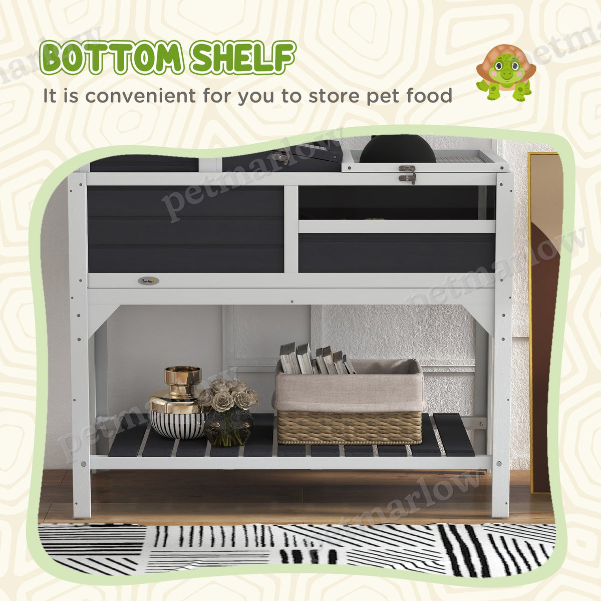 Tortoise Enclosure with Adjustable Lamp Holder and Storage Shelf – view 3