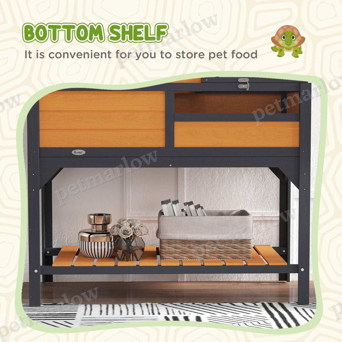 Tortoise Enclosure with Adjustable Lamp Holder and Storage Shelf – view 3