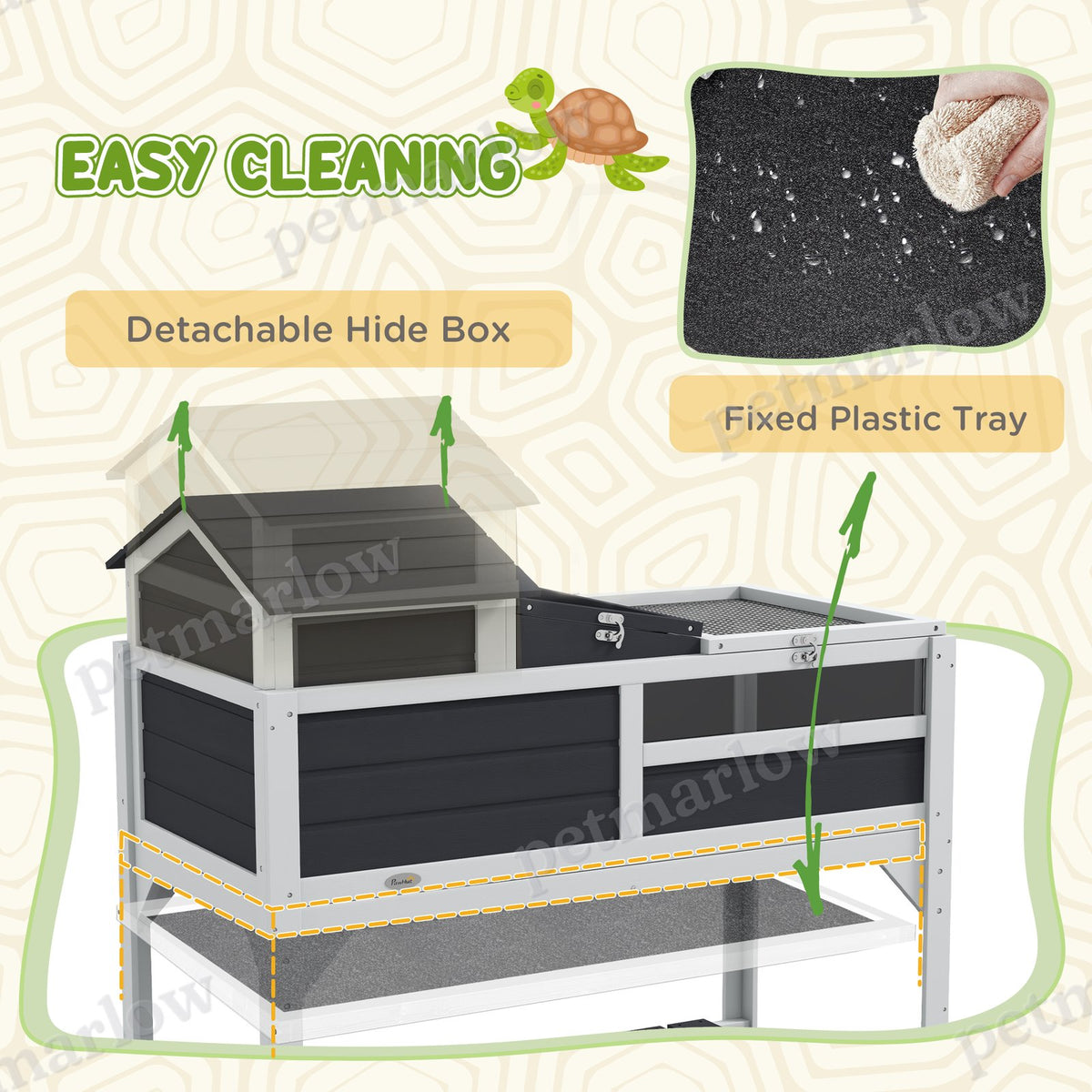 Tortoise Enclosure with Adjustable Lamp Holder and Storage Shelf – view 4