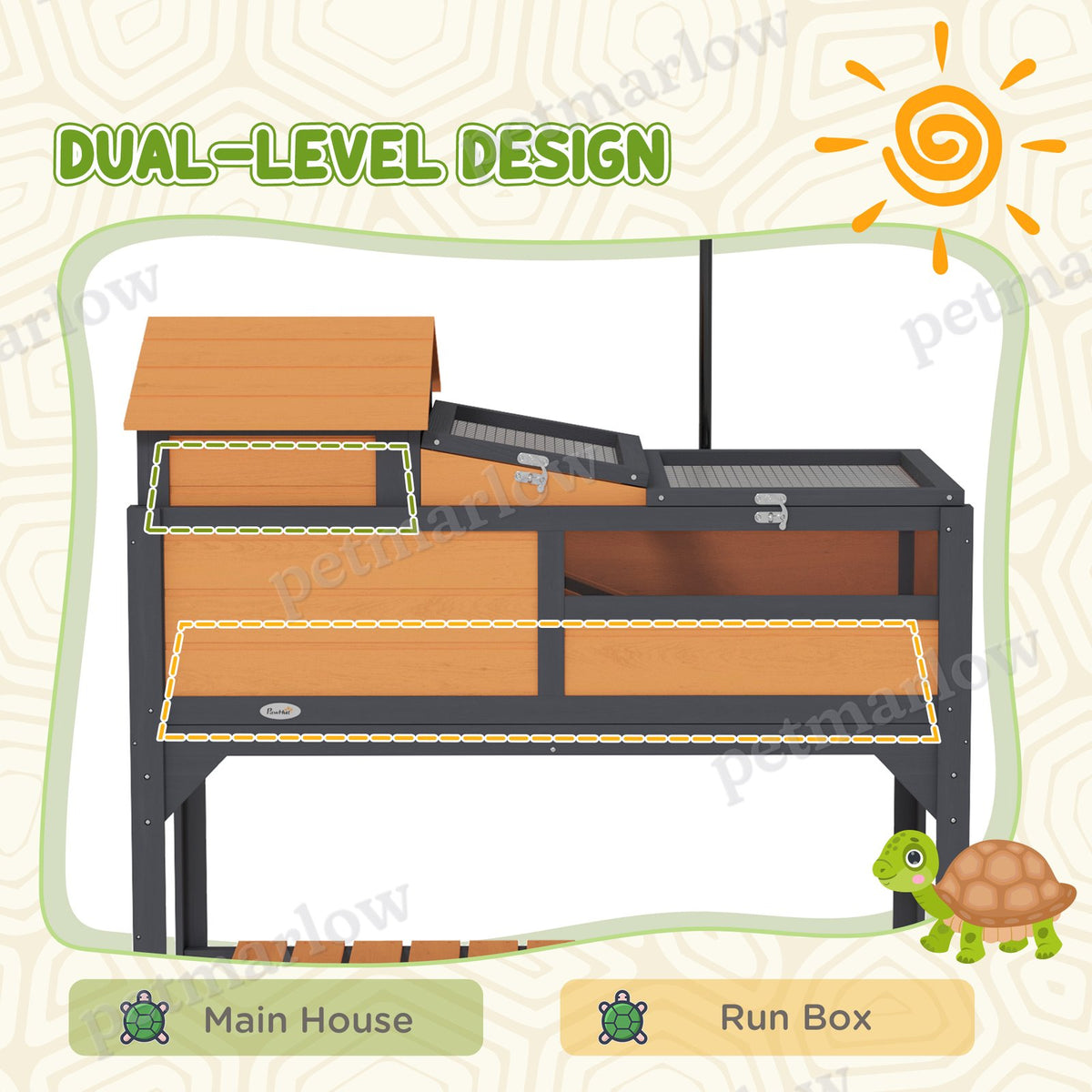 Tortoise Enclosure with Adjustable Lamp Holder and Storage Shelf – view 5