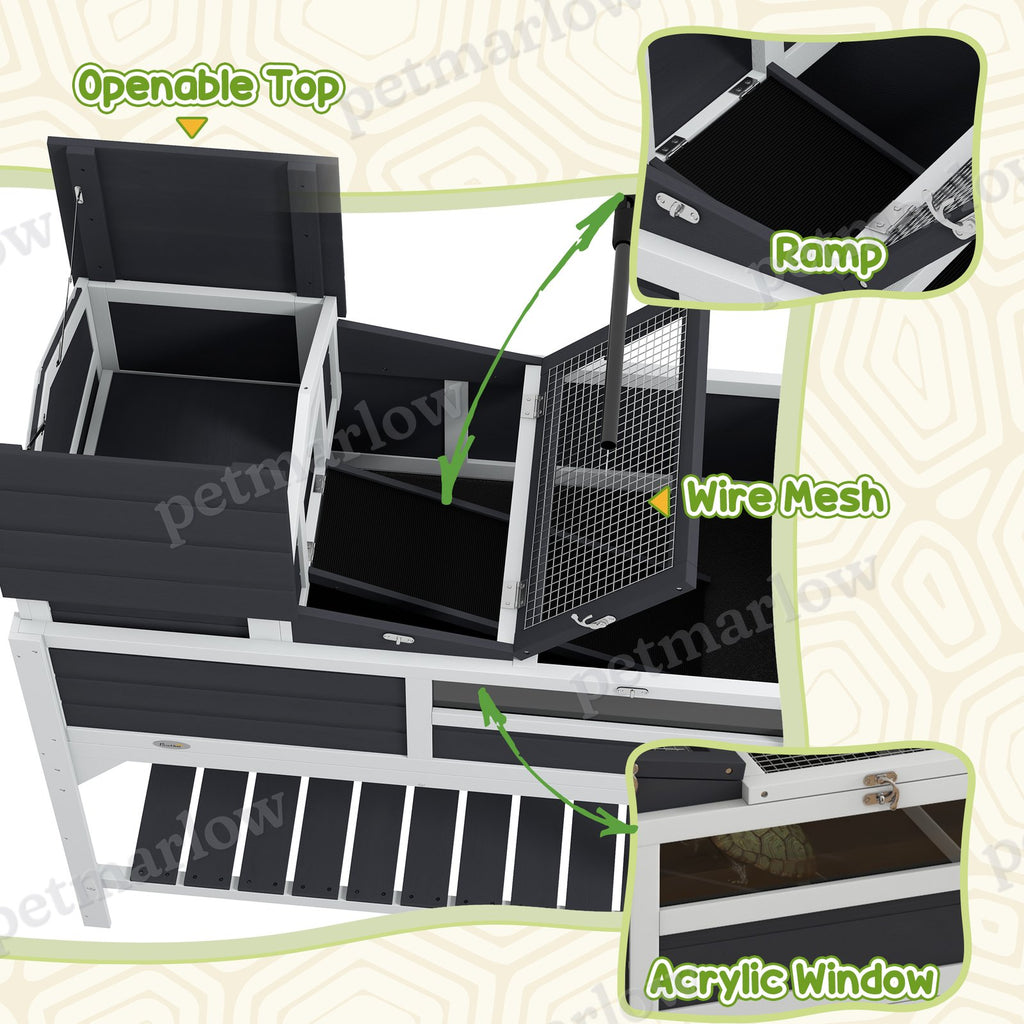 Tortoise Enclosure with Adjustable Lamp Holder and Storage Shelf – view 6