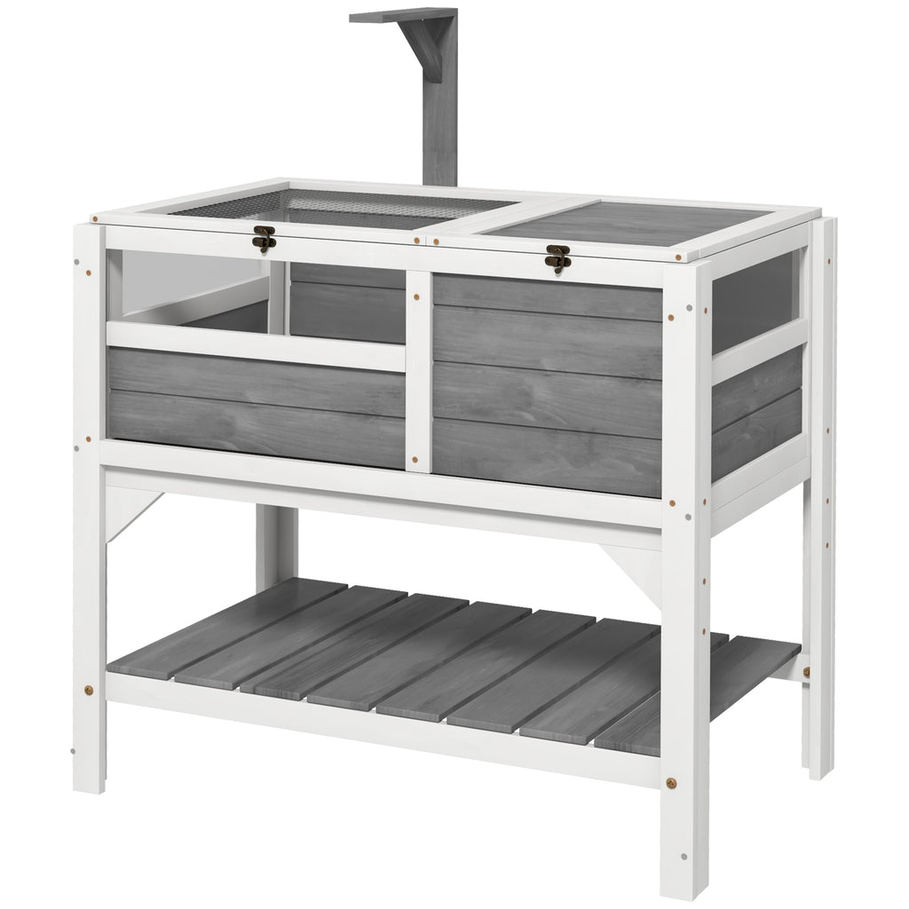 Tortoise Habitat with Shelf Storage for Indoor Use – Light Gray / 870x555x190 mm