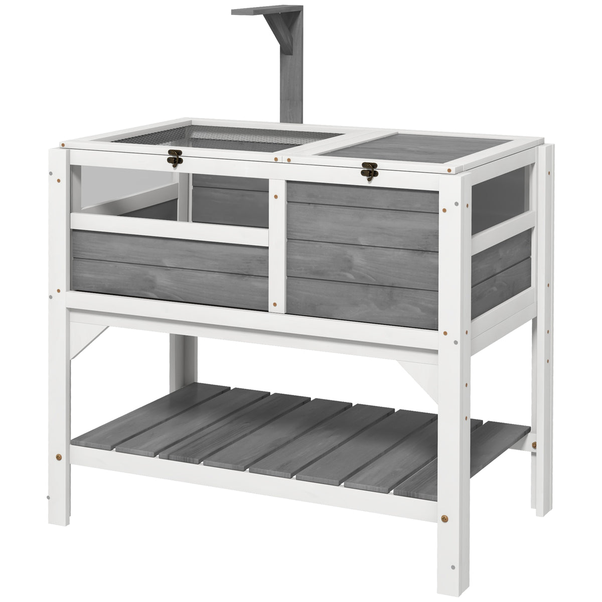 Tortoise Habitat with Shelf Storage for Indoor Use – Light Gray / 870x555x190 mm