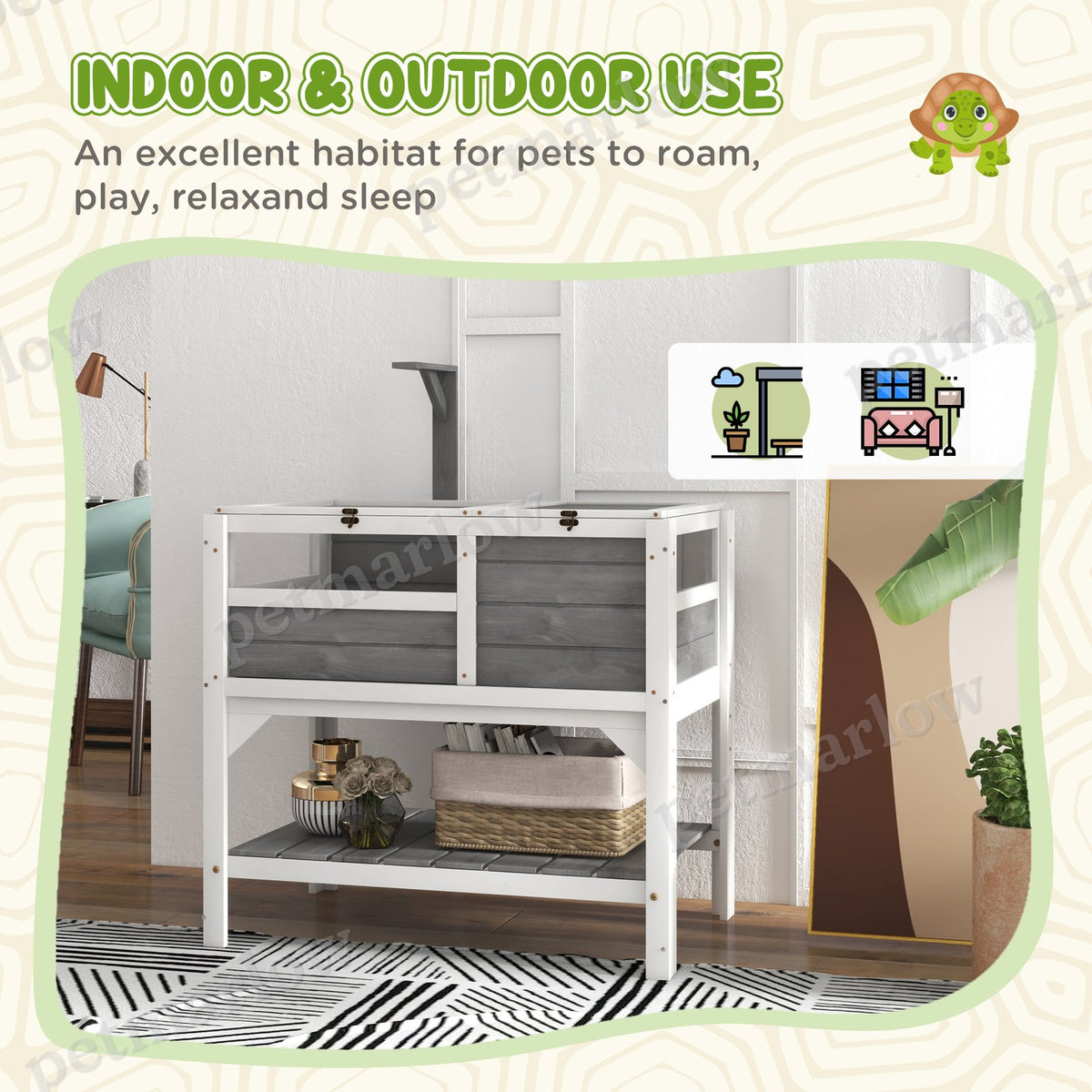 Tortoise Habitat with Shelf Storage for Indoor Use – view 3
