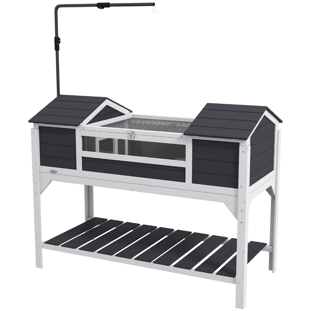 Tortoise House with Adjustable Lamp Holder and Storage Shelf – Gray / 1290x570x190 mm