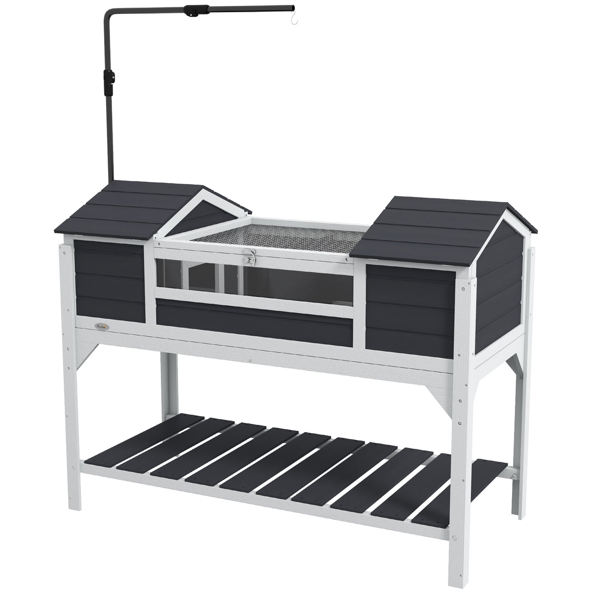 Tortoise House with Adjustable Lamp Holder and Storage Shelf – Gray / 1290x570x190 mm