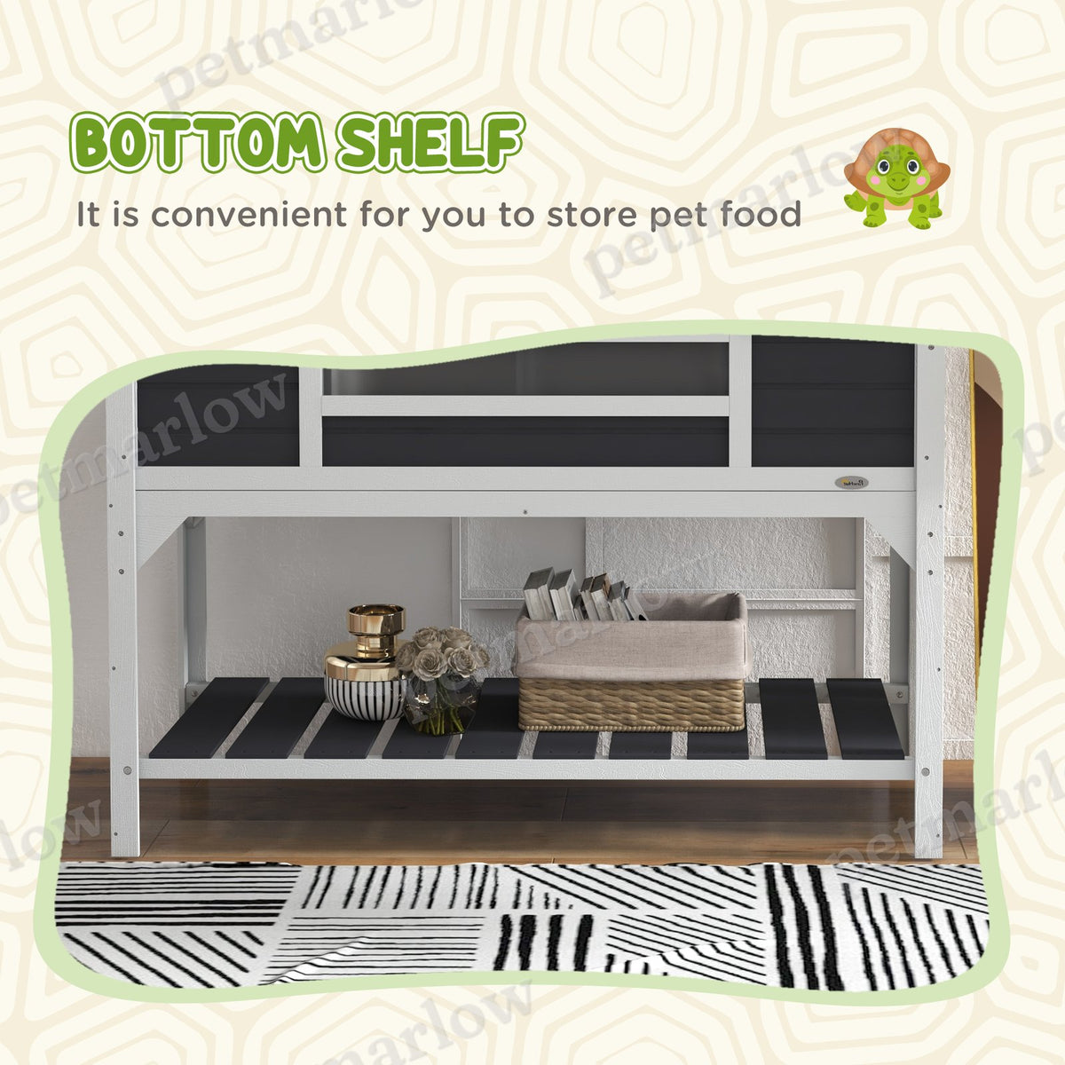 Tortoise House with Adjustable Lamp Holder and Storage Shelf – view 5